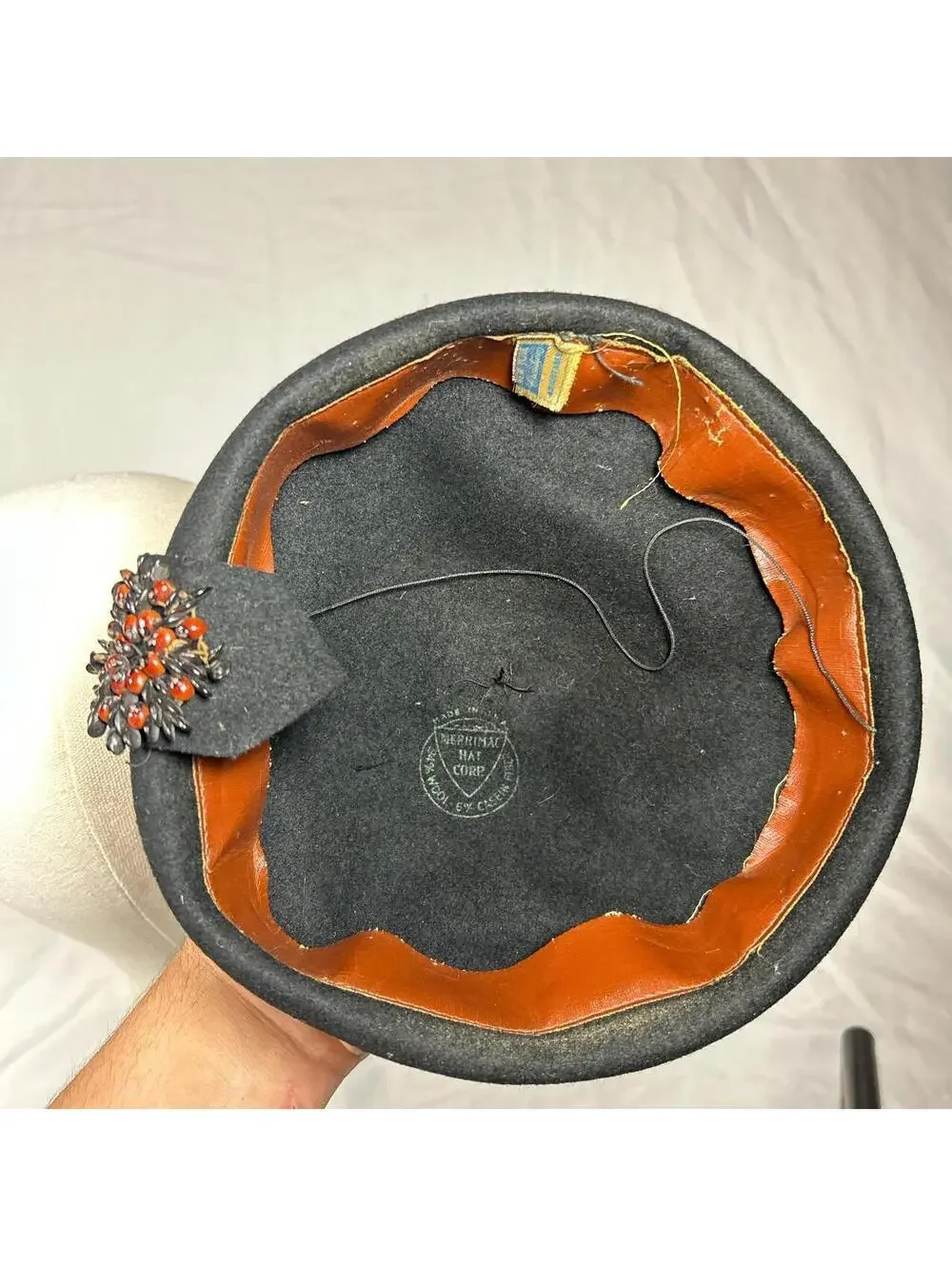 Vintage 1953–1957 Merrimac “New York Creations” Pillbox Hat.